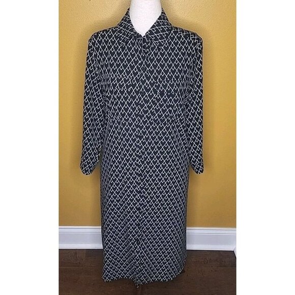 Gabrielle Union Shirt Dress Large Side Slit Adjustable Arm Collared Black White - Picture 1 of 12